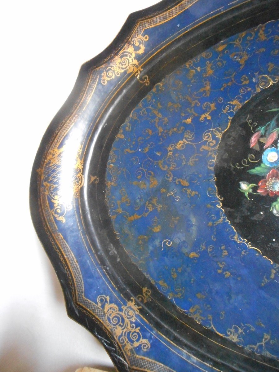 Tray In Lacquered And Gilded Wood Napoleon III Period-photo-5