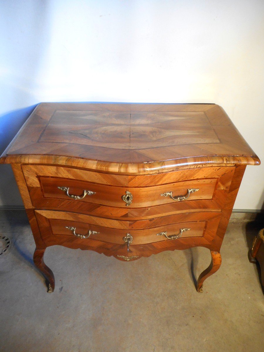 Sauteuse Commode Louis XV In Marquetry-photo-2