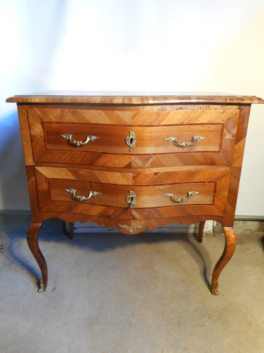 Sauteuse Commode Louis XV In Marquetry