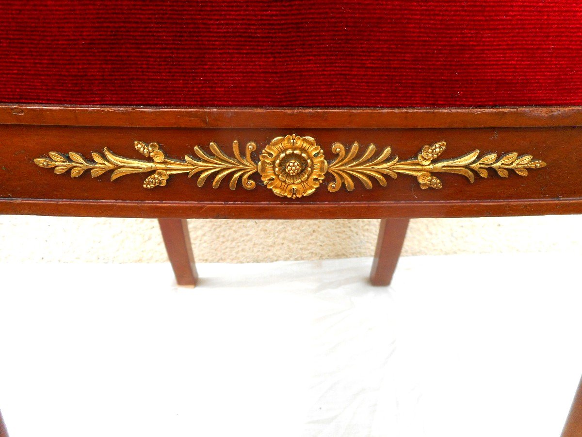 Suite Of Six Empire Period Chairs In Mahogany And Gilt Bronze-photo-2