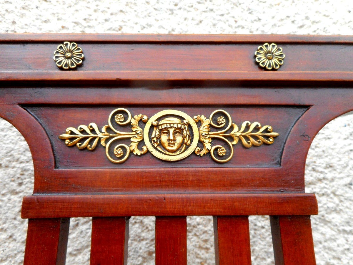 Suite Of Six Empire Period Chairs In Mahogany And Gilt Bronze-photo-4