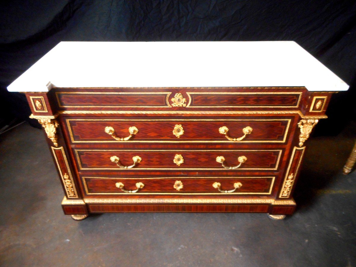 Chest Of Drawers Stamped Wassmus In Marquetry And Gilt Bronze-photo-2