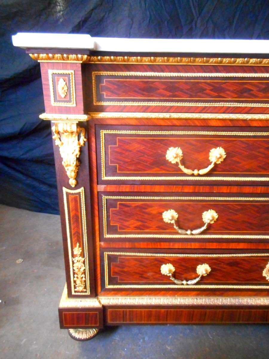 Chest Of Drawers Stamped Wassmus In Marquetry And Gilt Bronze-photo-3