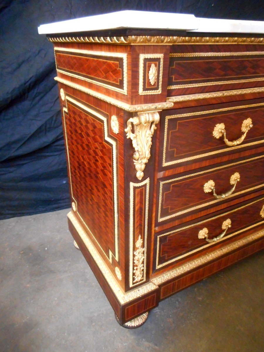 Chest Of Drawers Stamped Wassmus In Marquetry And Gilt Bronze-photo-6
