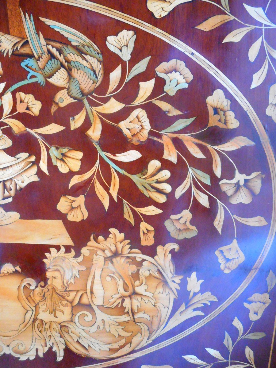 Secretary In Floral Marquetry Charles X Period-photo-4