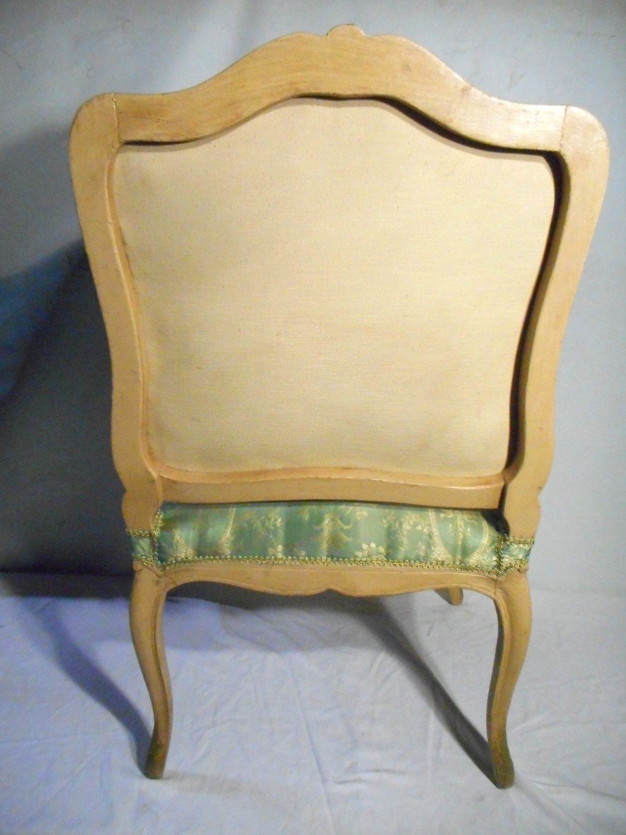 Pair Of Lacquered Wood And Silk Armchairs, Early 19th Century-photo-8