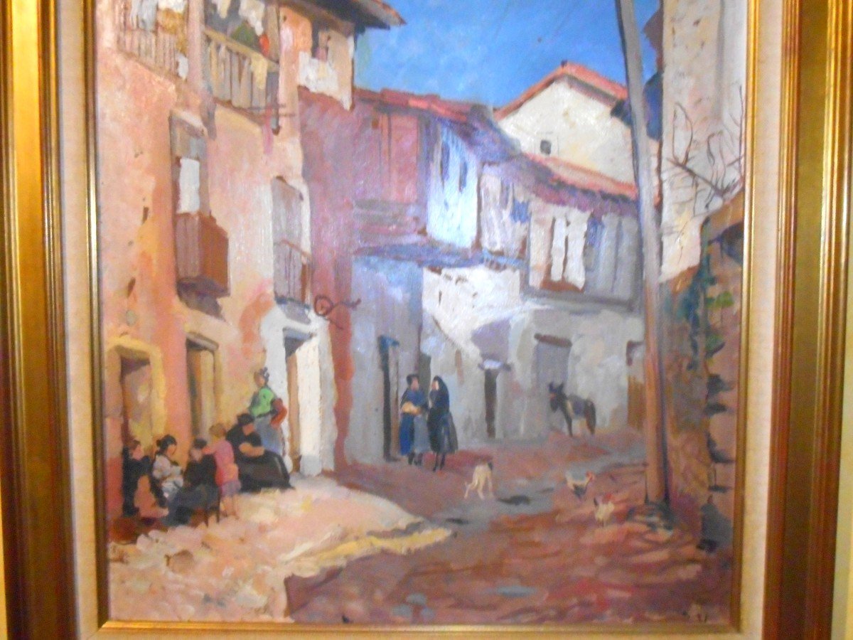 Painting Provençal Scene By Pierre Valade (1909-1971)-photo-3