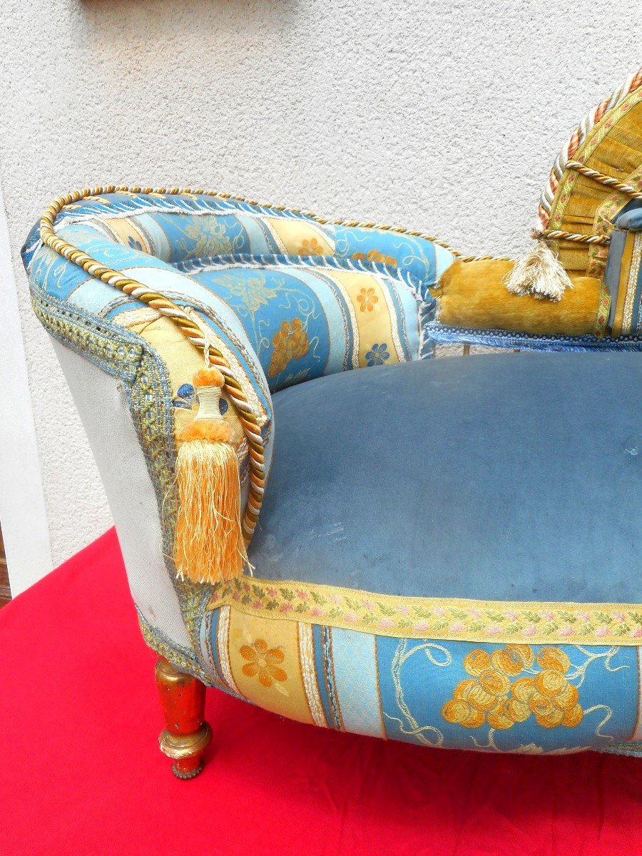 Canapé En Confident d'époque Napoléon III En Bois Doré-photo-1