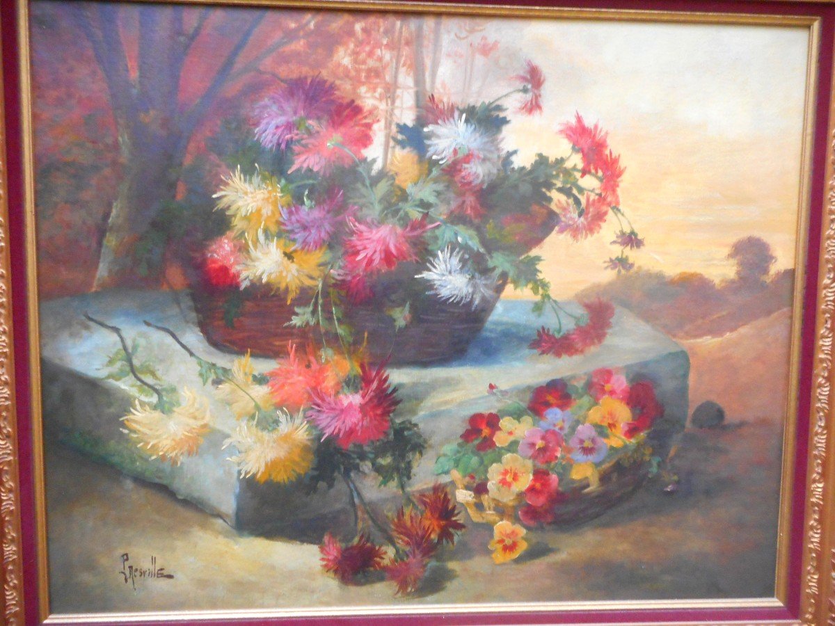 Paire De Tableaux Nature Morte Fleurs époque Fin XIXe-photo-4