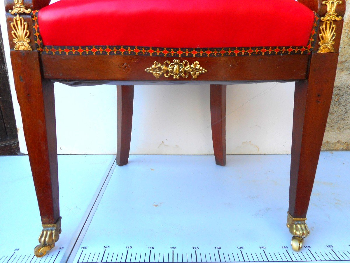 19th Century Mahogany And Gilt Bronze Office Chair Return To Egypt -photo-1