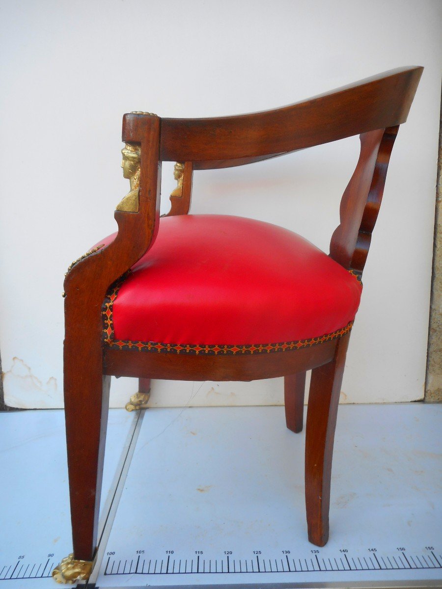 19th Century Mahogany And Gilt Bronze Office Chair Return To Egypt -photo-6