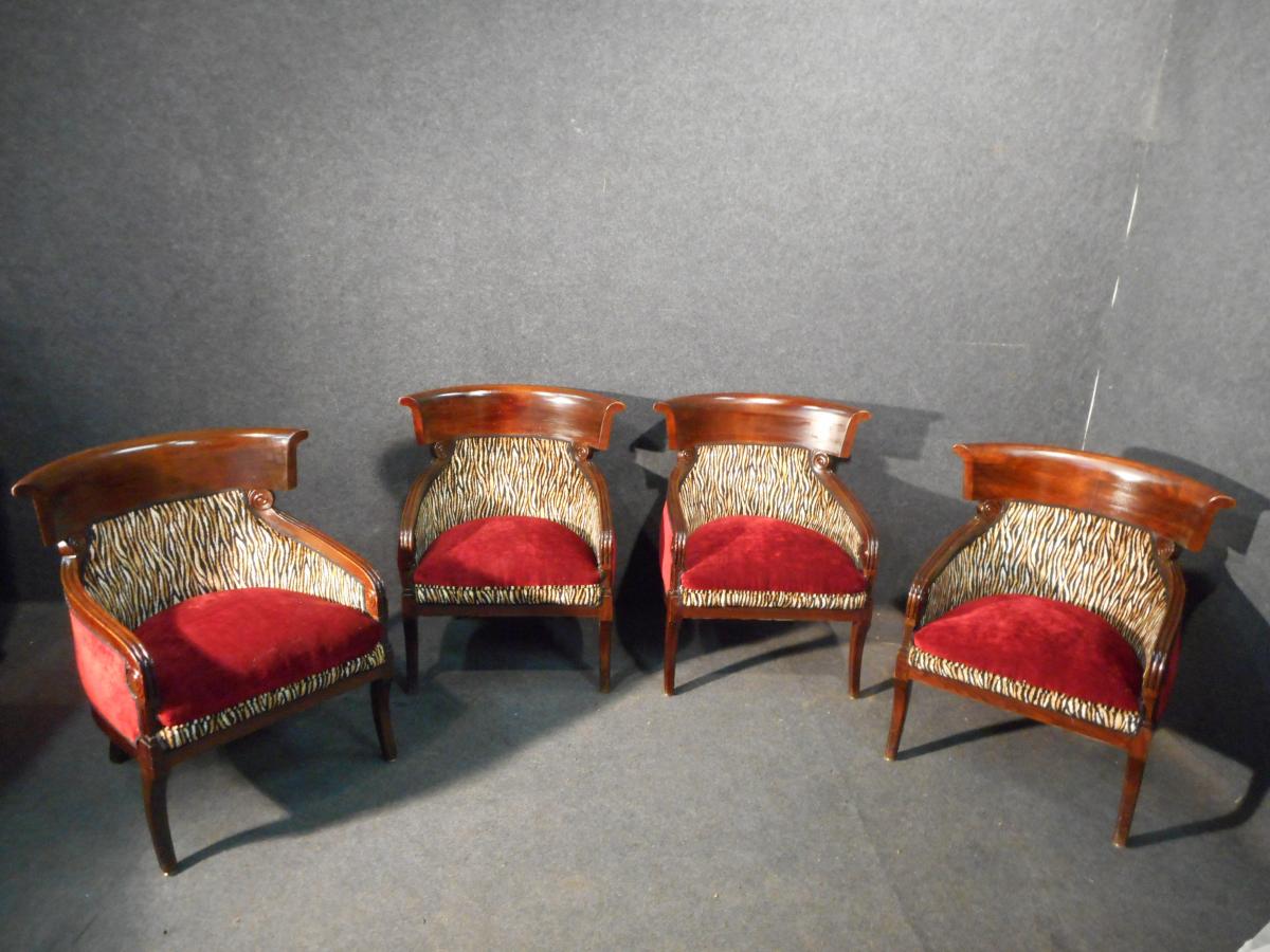 Serie Of Four Armchairs Consulate Napoleon III