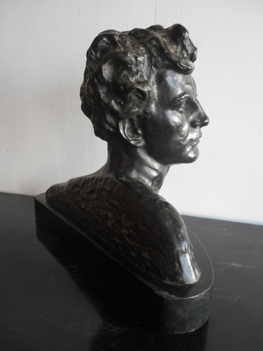 Bronze Statue Art Deco Period Signed Alexandre Ouline-photo-2