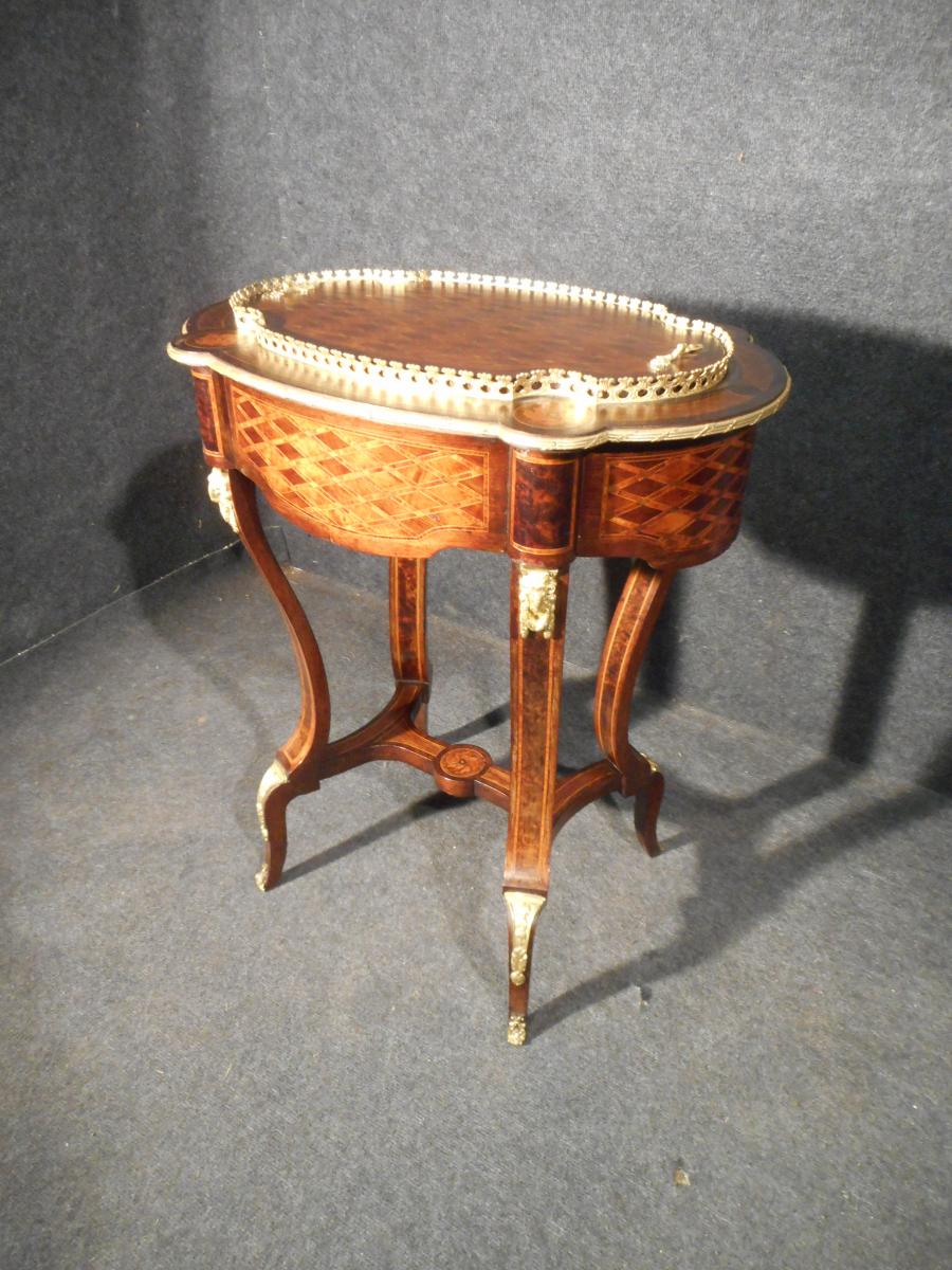 Planter In Marquetry And Gilt Bronze Nineteenth Time-photo-2