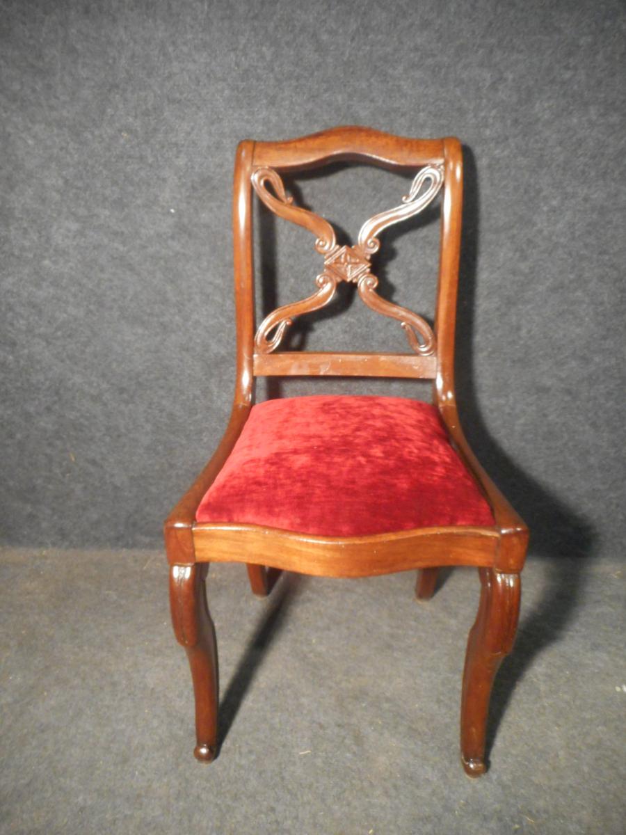 Set Of 6 Chairs Restoration Period Mahogany Of Cuba-photo-3