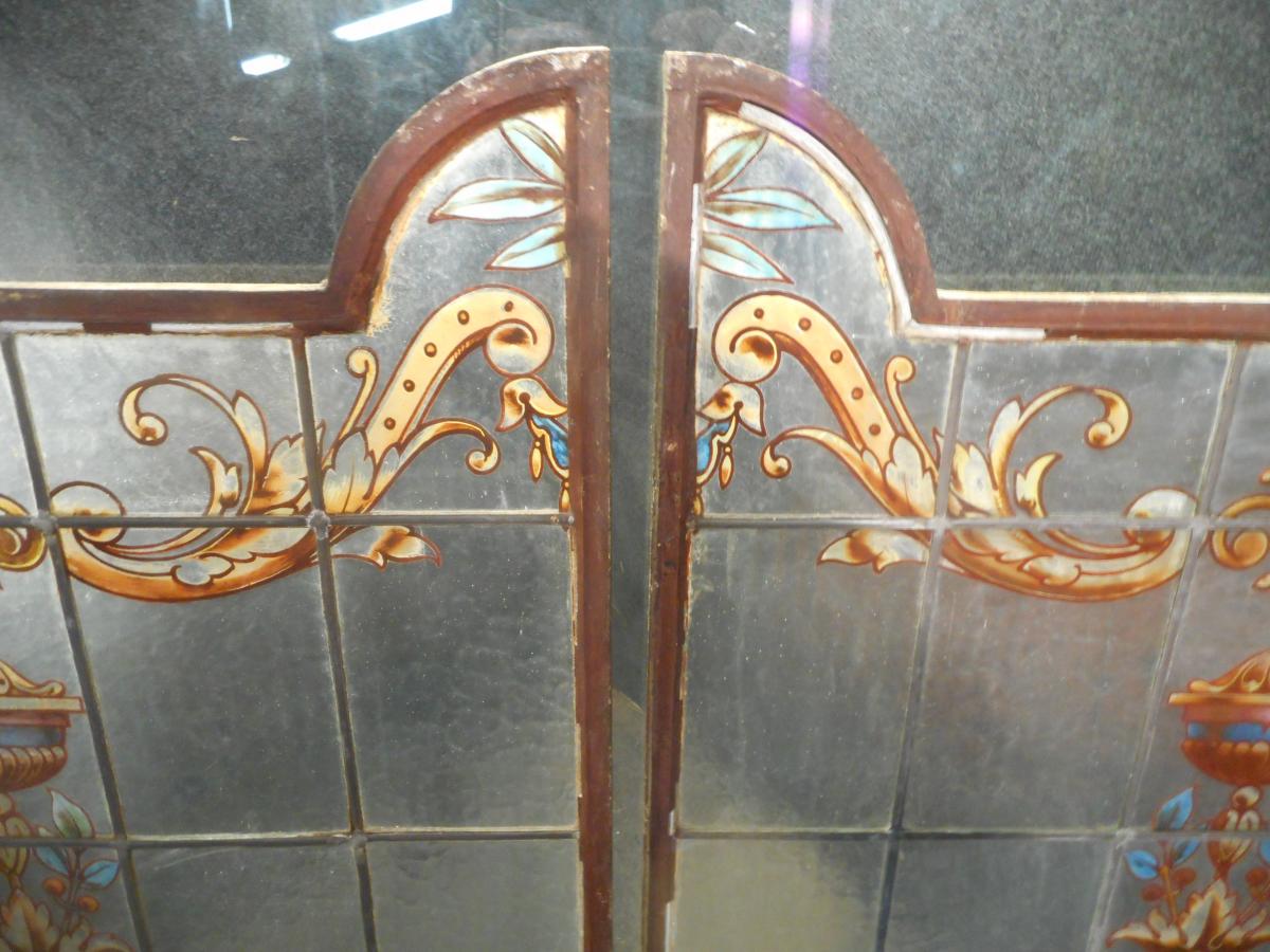 Paire De Portes Vitrail Art Nouveau-photo-2