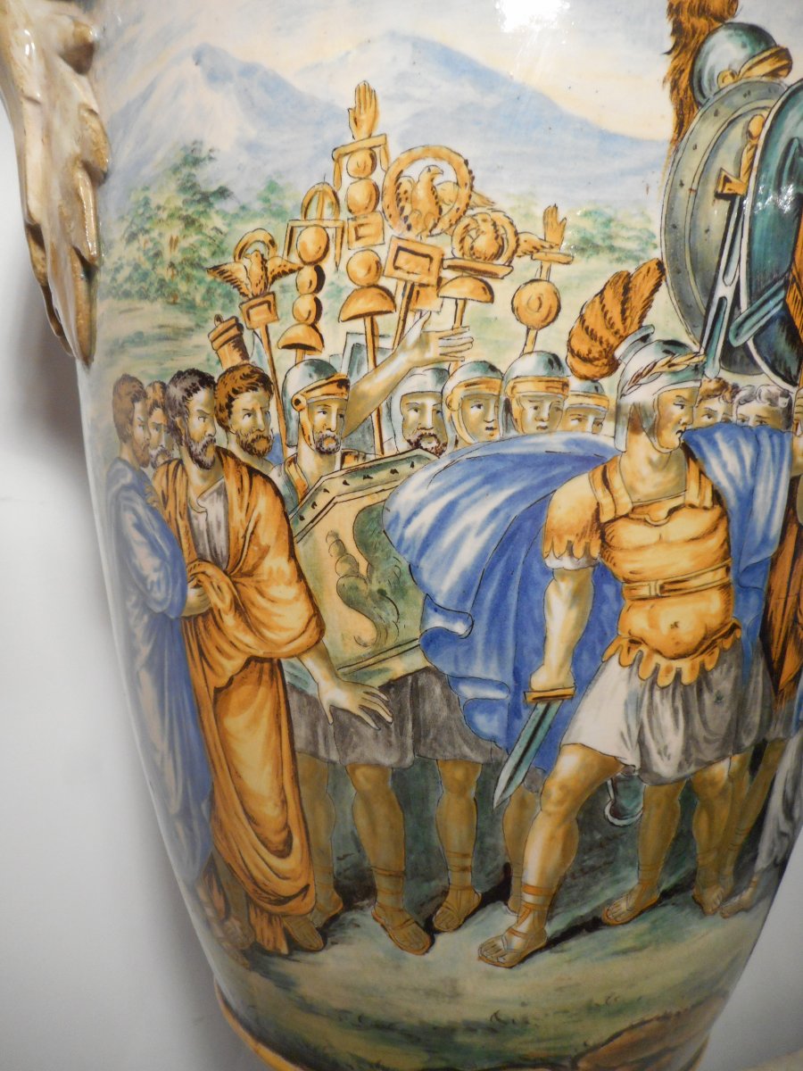 Great Pair Of Vases Majolica Urbino Nineteenth Time-photo-1
