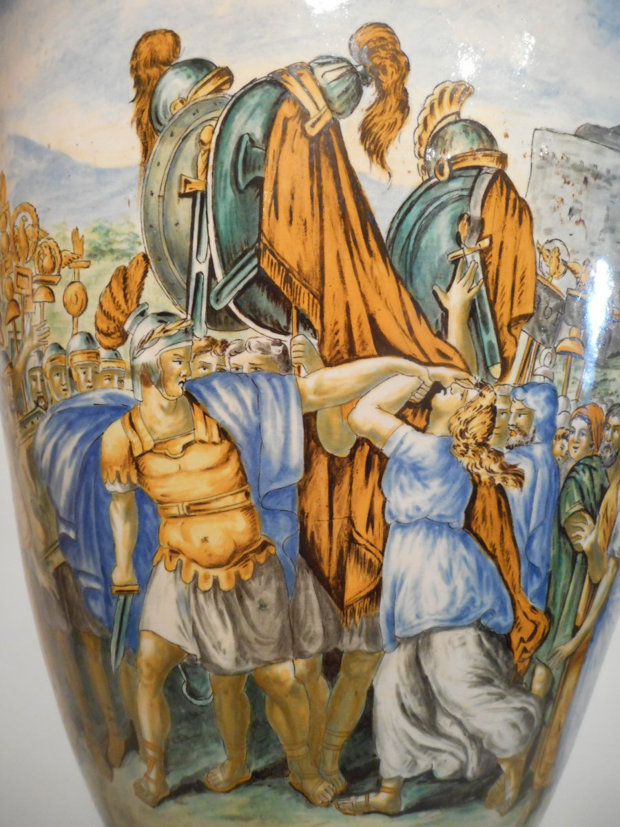 Great Pair Of Vases Majolica Urbino Nineteenth Time-photo-2