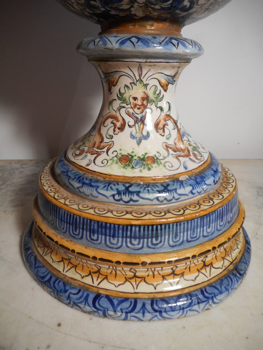 Great Pair Of Vases Majolica Urbino Nineteenth Time-photo-7