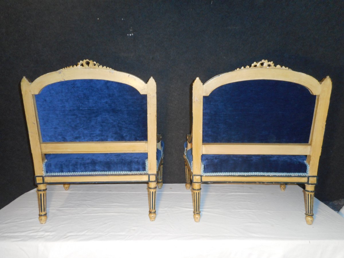 Paire De Fauteuil Laqué époque Napoléon III-photo-7