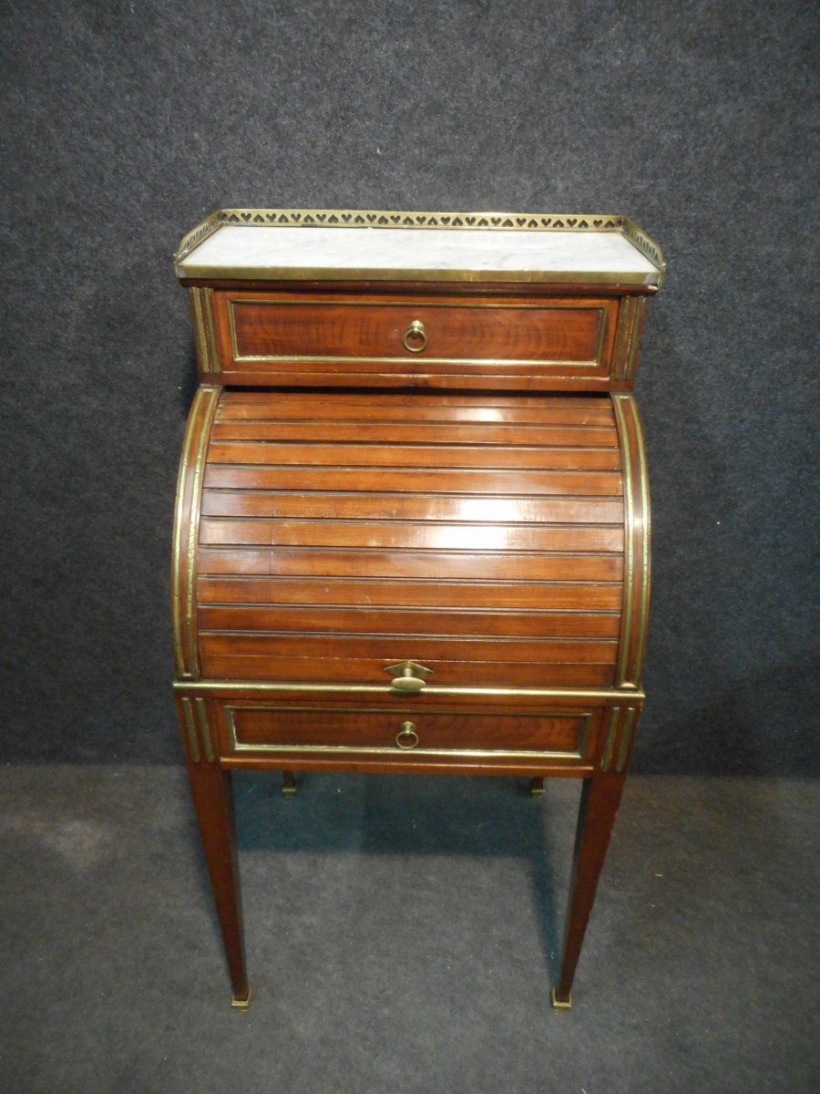 Small Child Cylinder Desk Late 18th Century In Mahogany-photo-4