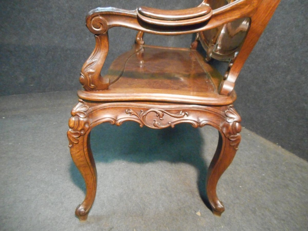 Bench In Burl Mahogany Napoleon III-photo-7