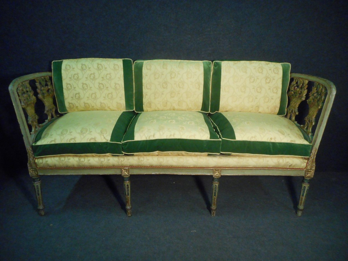 18th Century Provençal Living Room Set In Lacquered And Gilded Wood-photo-2