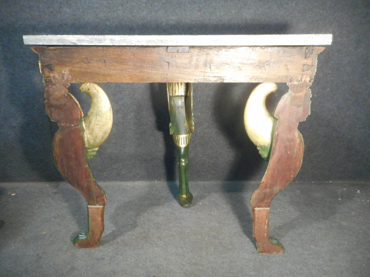 Console Aux Sphinges époque Empire En Bois Laqué Et Doré-photo-5