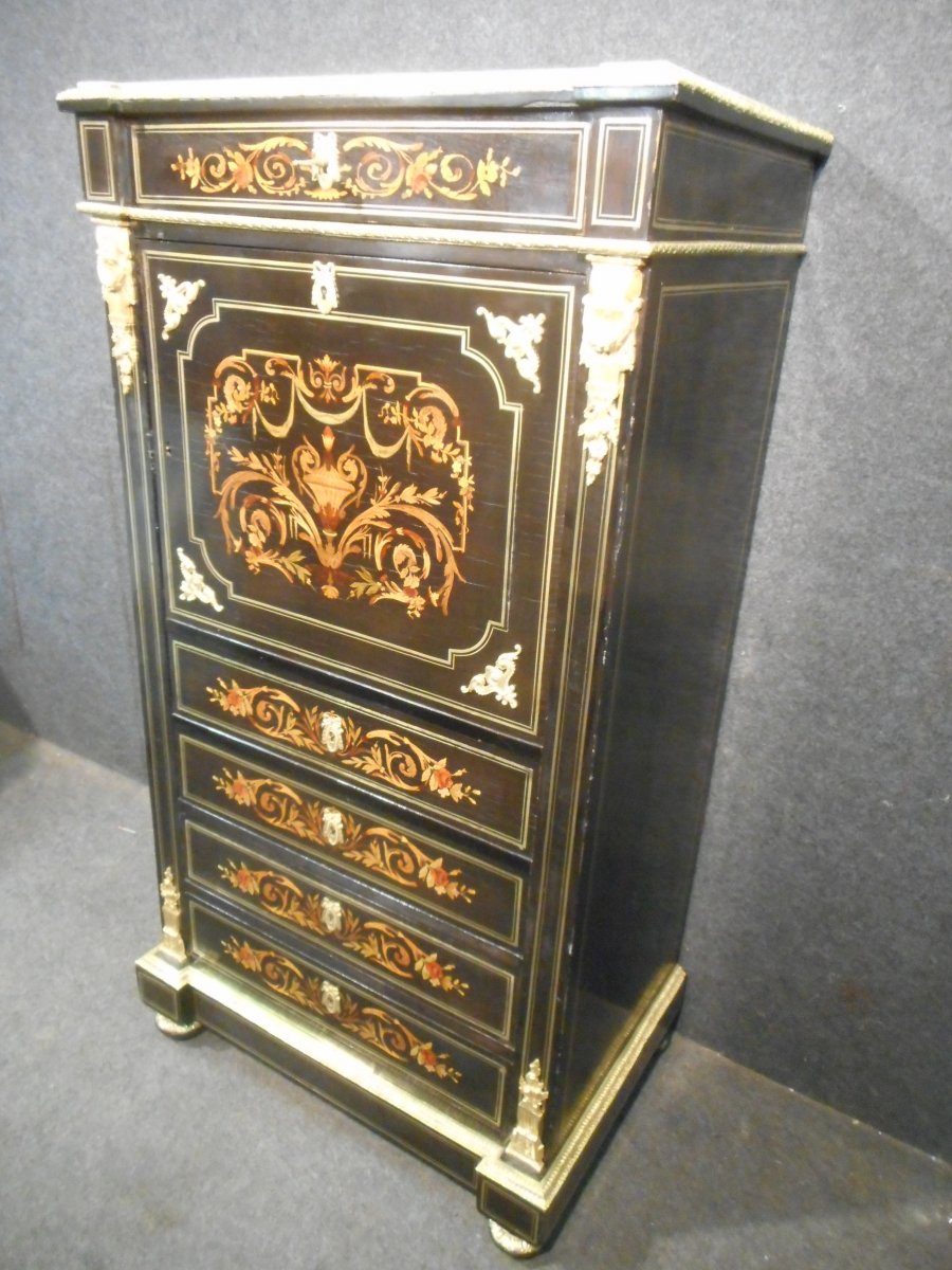 Armoirette In Marquetry And Gilt Bronze Napoleon III-photo-6