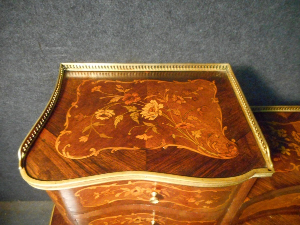 Curved Lady's Desk Napoleon III In Marquetry And Gilt Bronze-photo-3