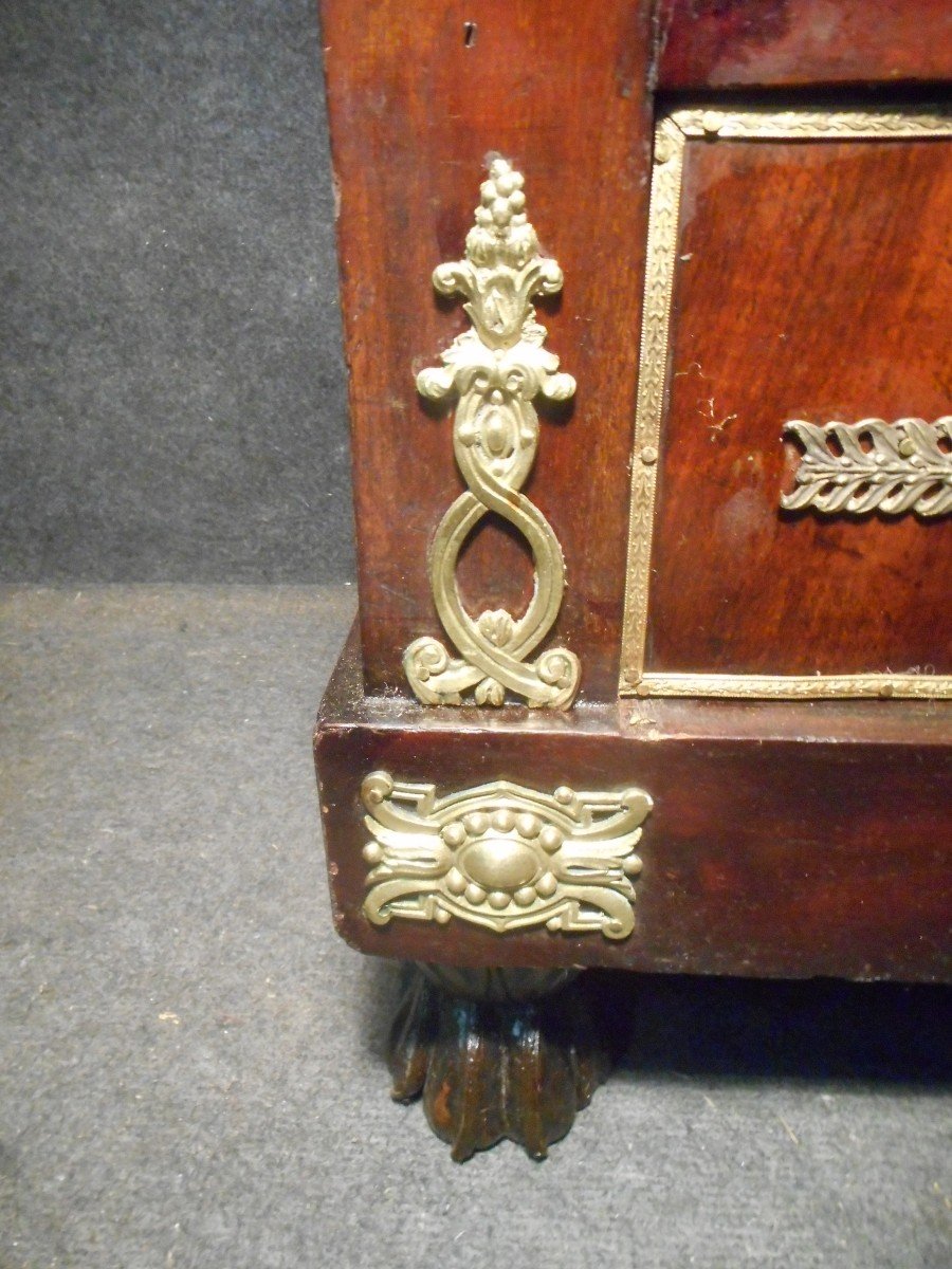 Empire Period Secretary Commode In Cuban Mahogany And Gilt Bronze-photo-6