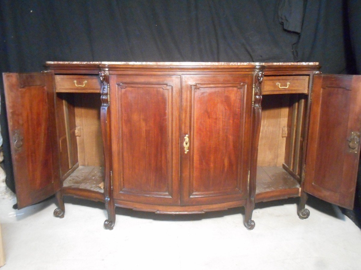 Curved Sideboard In English Mahogany Eighteenth Time-photo-3