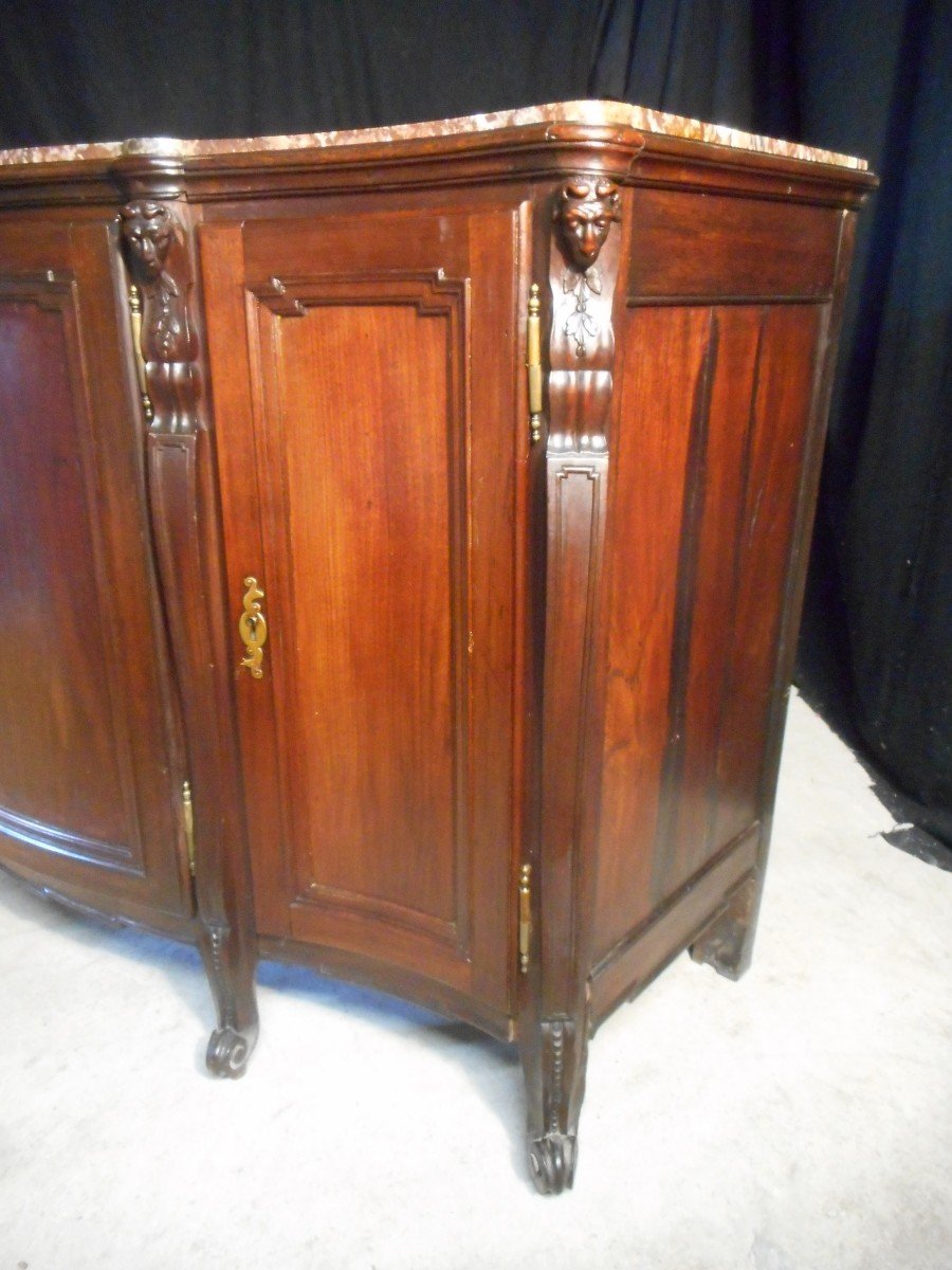 Curved Sideboard In English Mahogany Eighteenth Time-photo-6