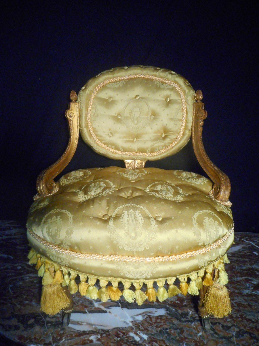 Pair Of Padded Armchairs In Golden Wood Napoleon III-photo-3