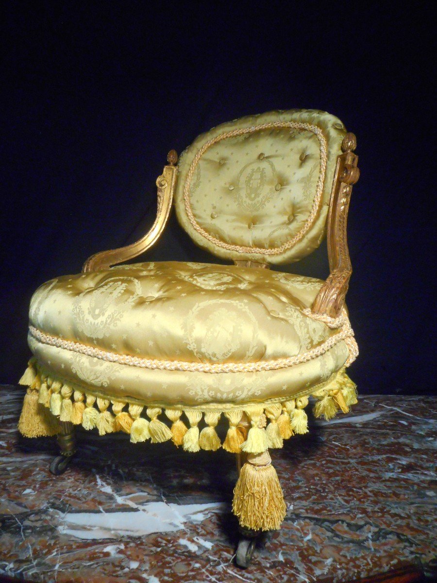 Pair Of Padded Armchairs In Golden Wood Napoleon III-photo-7