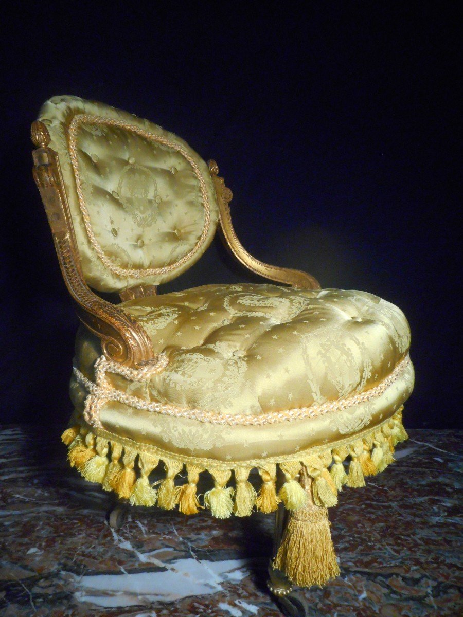 Pair Of Padded Armchairs In Golden Wood Napoleon III-photo-8