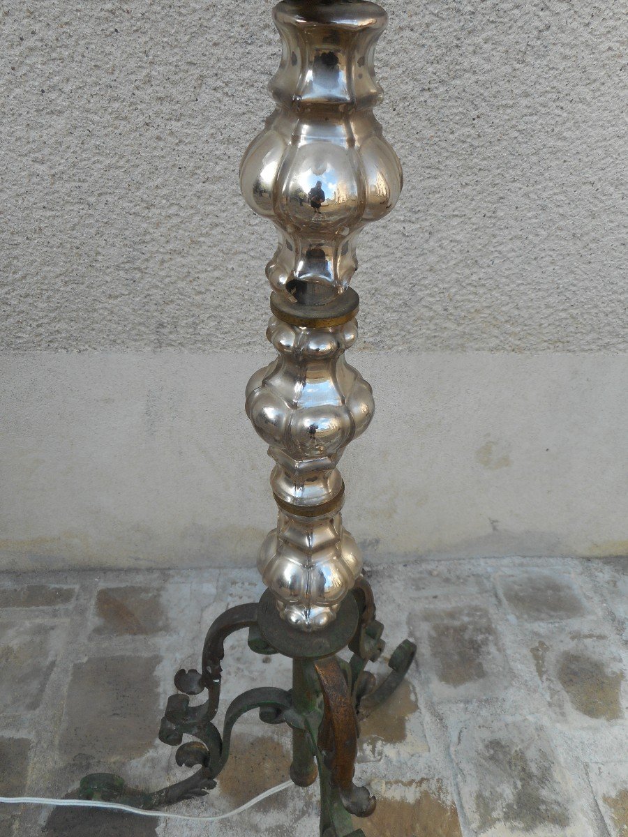 Murano Floor Lamp In Wrought Iron And Crystal-photo-1