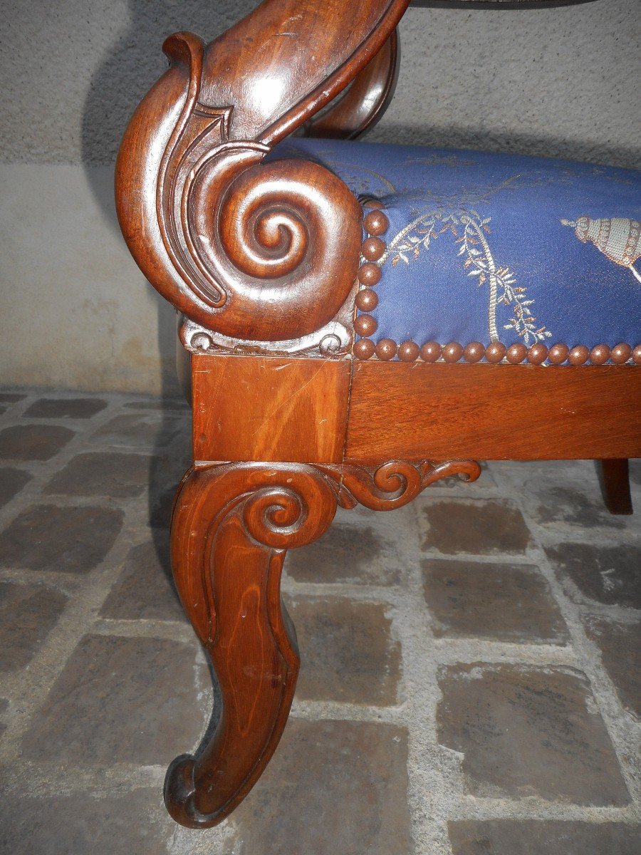 Series Of Four Restoration Period Armchairs In Cuban Mahogany-photo-7
