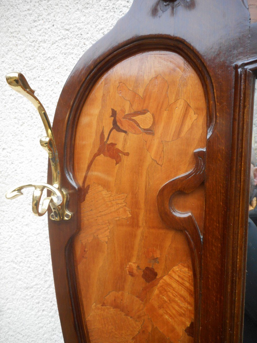 Coat Rack Art Nouveau In Marquetry Attributed To Gallé-photo-5