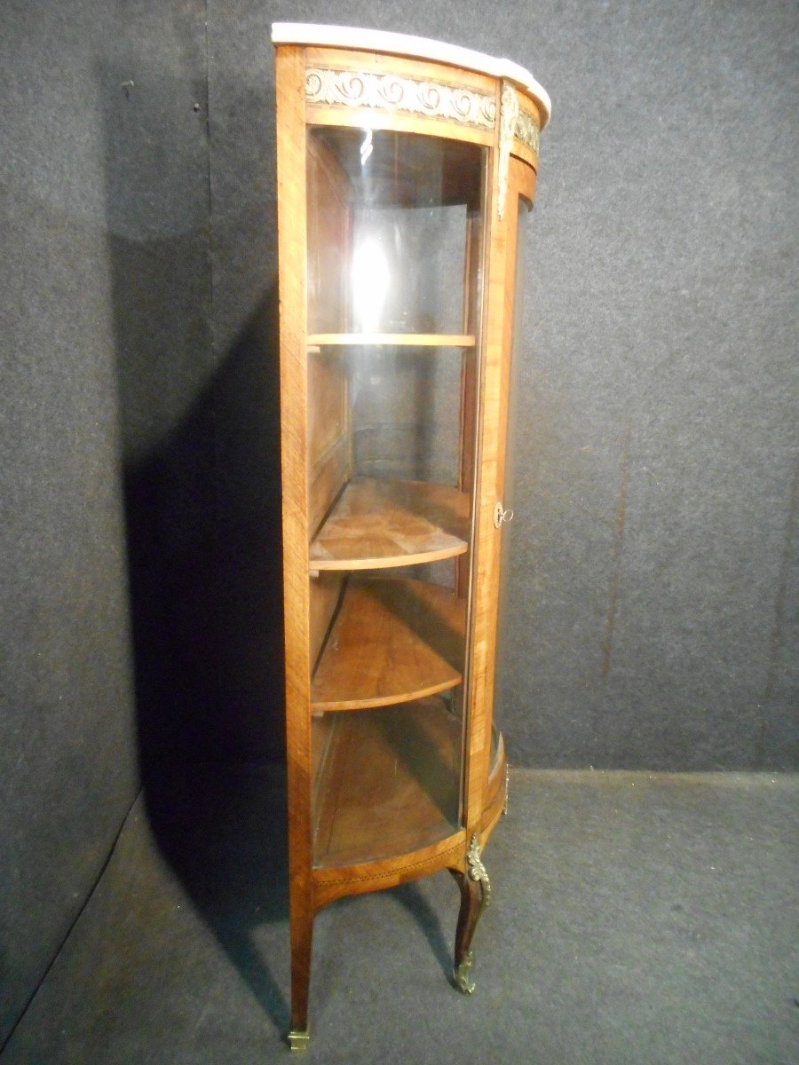 Pair Of Showcases Early Nineteenth In Marquetry And Gilt Bronze-photo-5