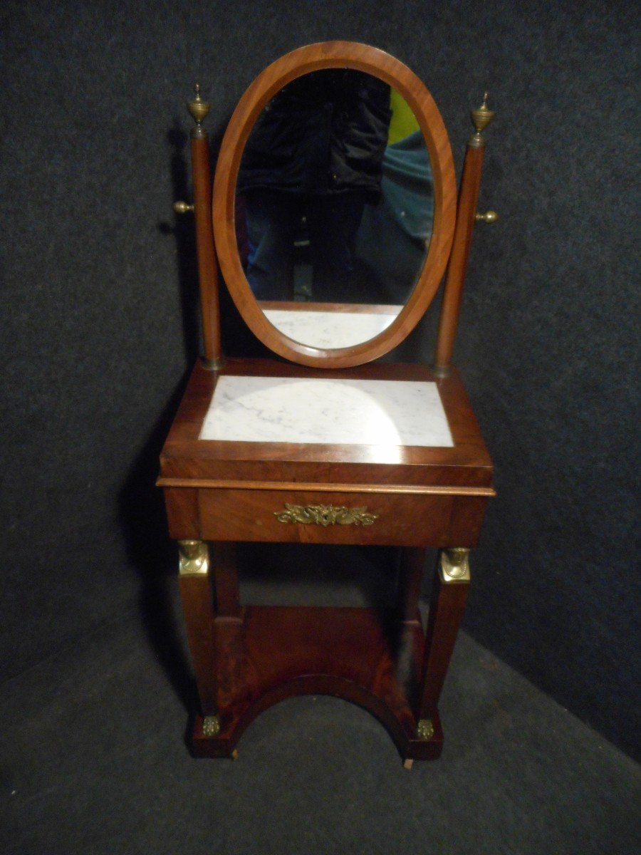 Small Dressing Table Back Egypt Period In Mahogany And Gilt Bronze-photo-2