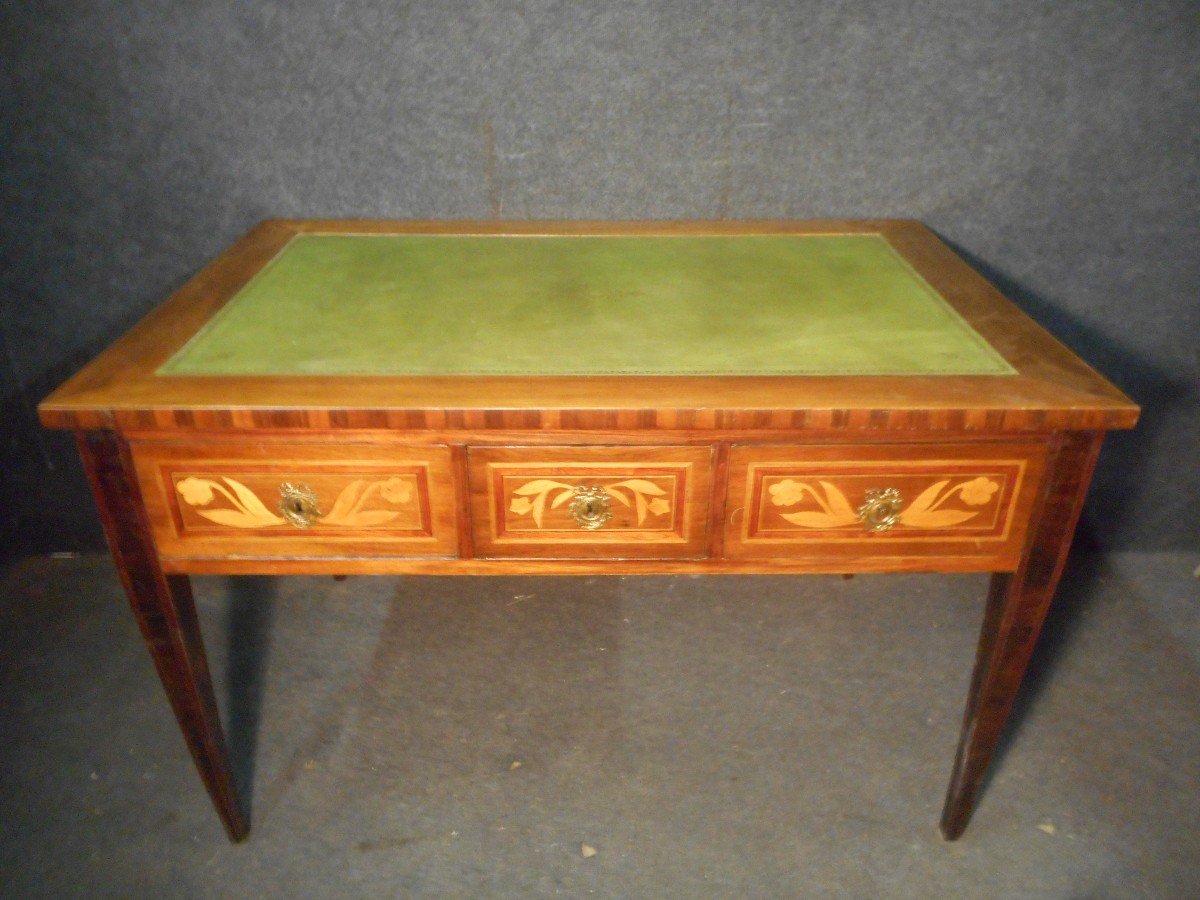 Early Nineteenth Time Desk In Stamped Marquetry-photo-2