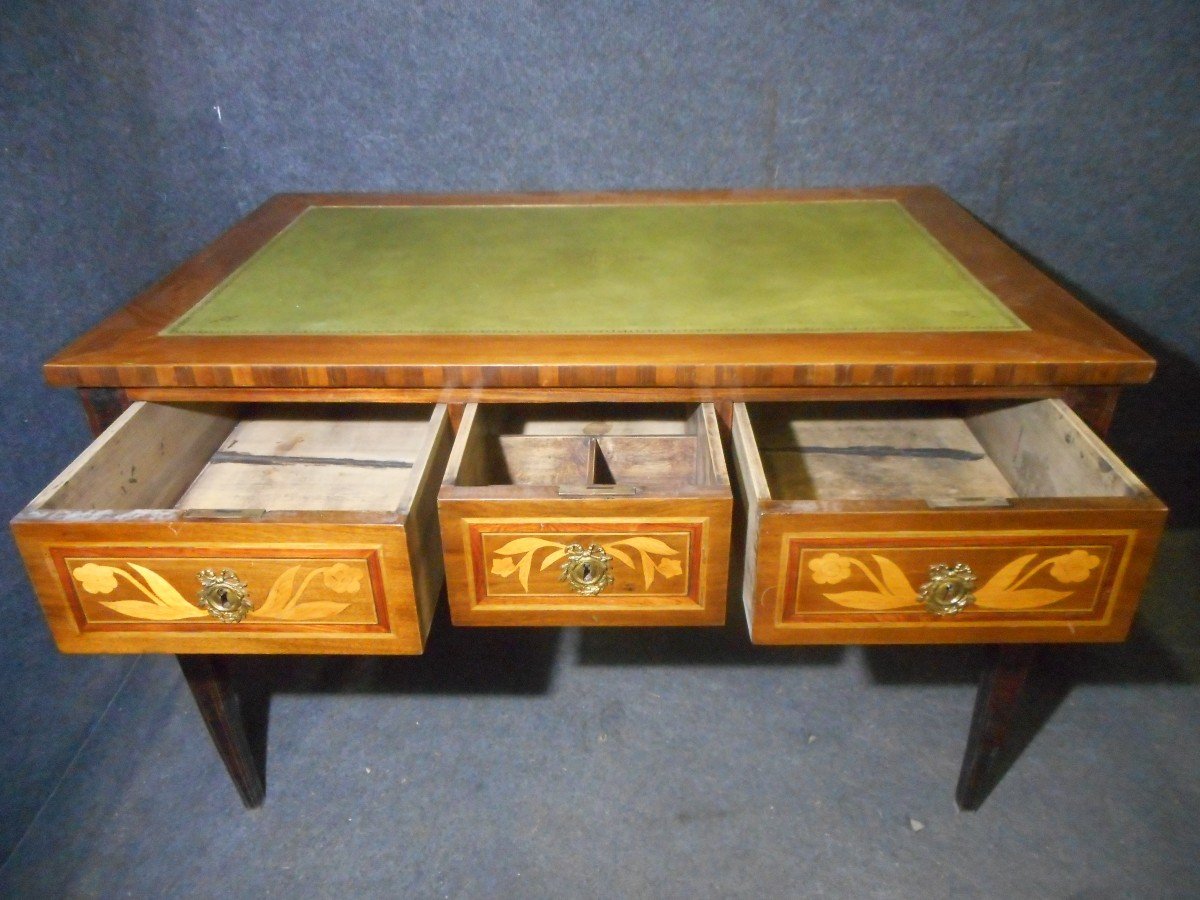 Early Nineteenth Time Desk In Stamped Marquetry-photo-3