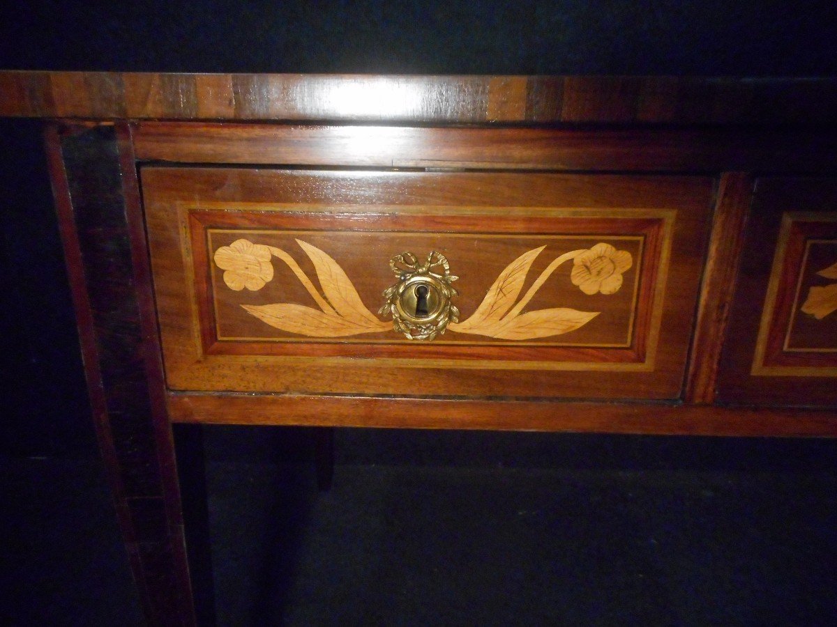 Early Nineteenth Time Desk In Stamped Marquetry-photo-4