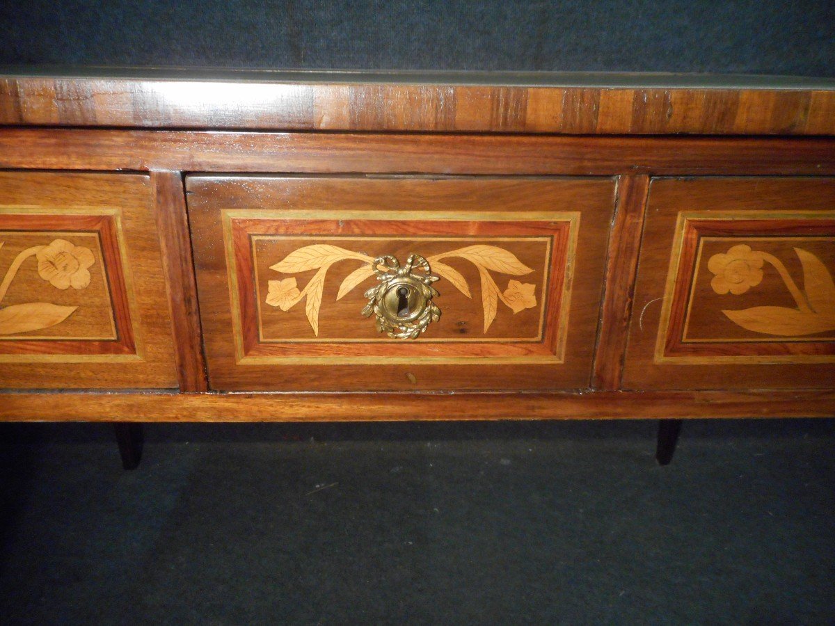 Early Nineteenth Time Desk In Stamped Marquetry-photo-1