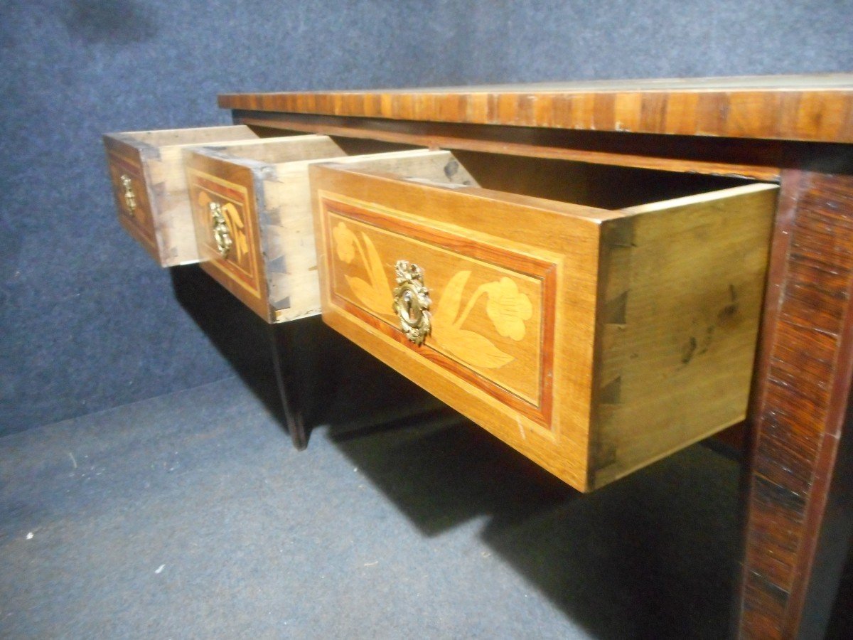 Early Nineteenth Time Desk In Stamped Marquetry-photo-7