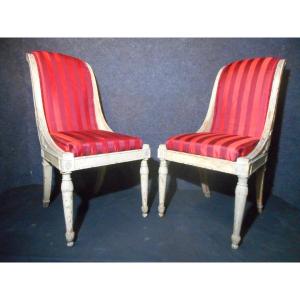 Pair Of Lacquered Wood Chairs Directoire Period