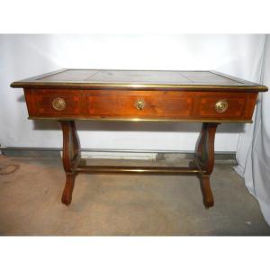 Lyre Desk In Marquetry And Gilt Bronze Directoire Period