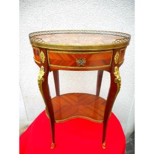 Pedestal In Marquetry And Gilt Bronze Nineteenth Time