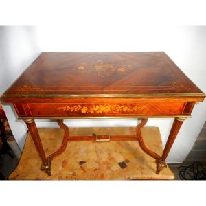 Napoleon III Period Game Table In Marquetry And Gilt Bronze